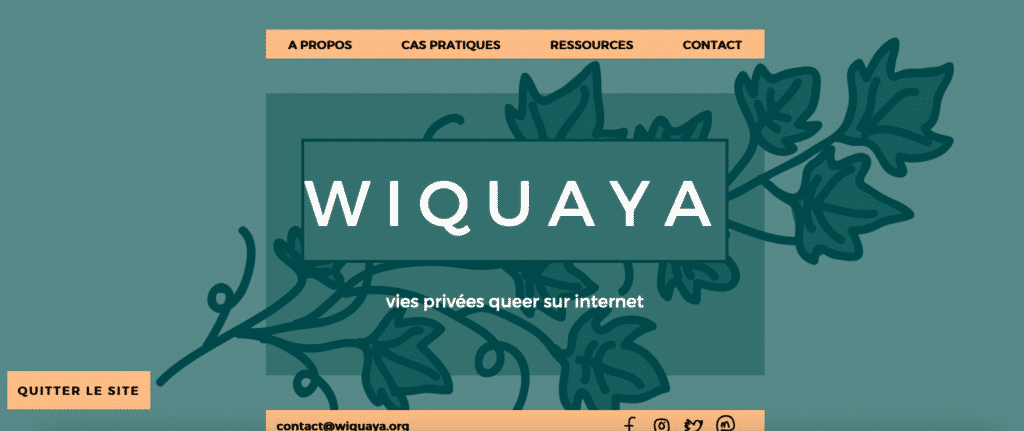 capture d'écran de la landing page du site Wiquaya